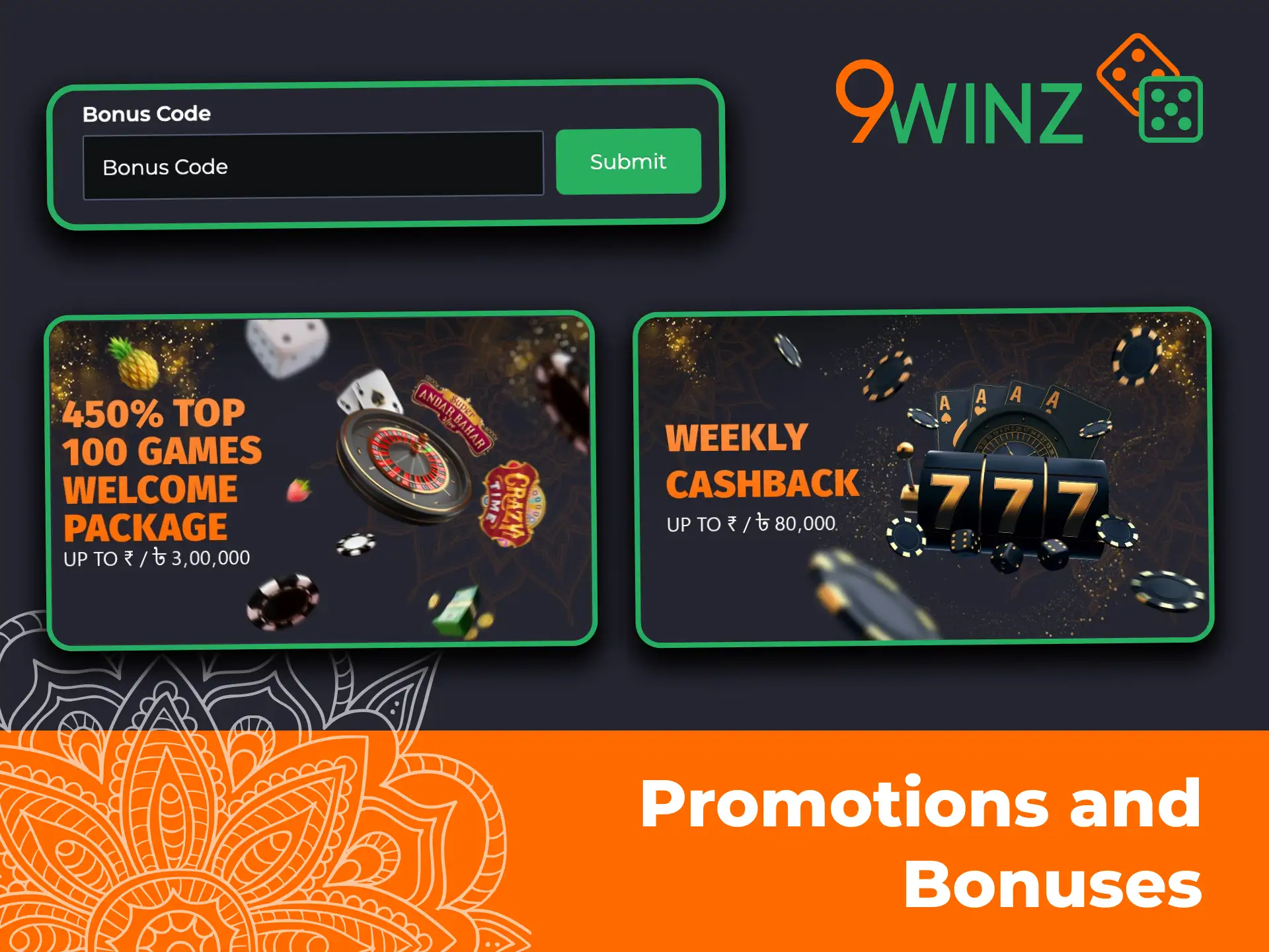 9Winz bonuses and promotions for Indian players