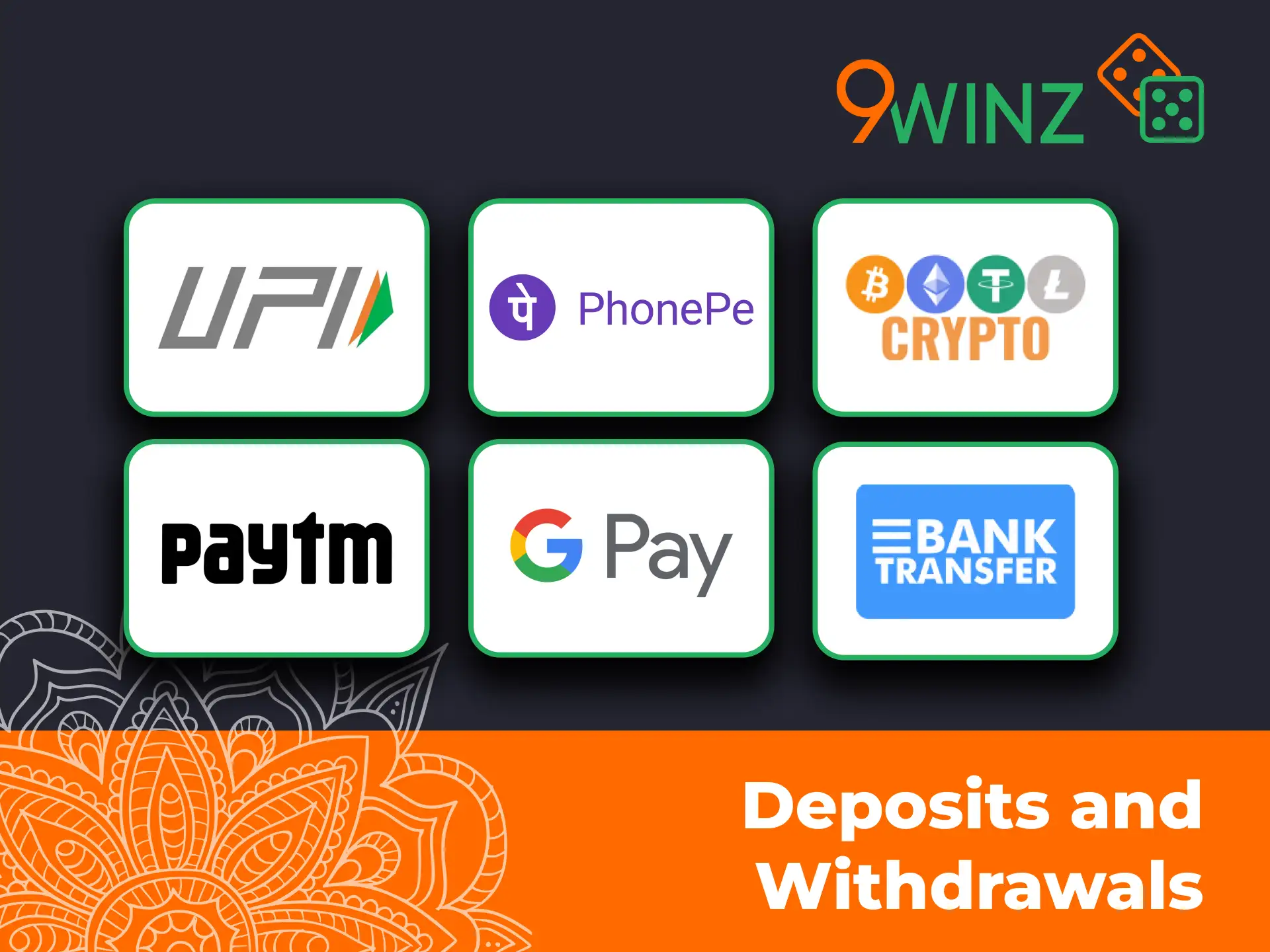 9Winz deposit and withdrawal methods in India