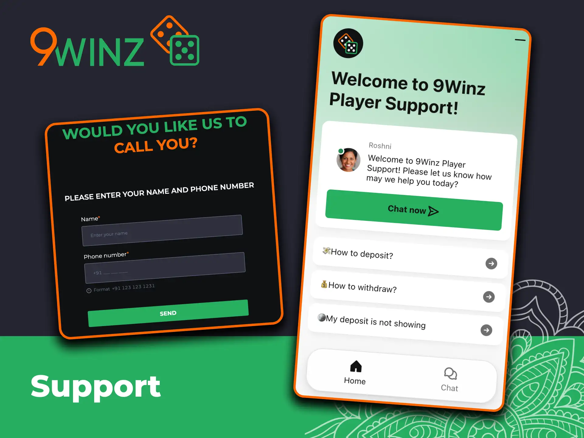 9Winz customer support available 24/7